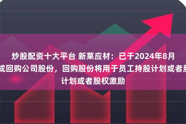 炒股配资十大平台 新莱应材：已于2024年8月26日完成回购