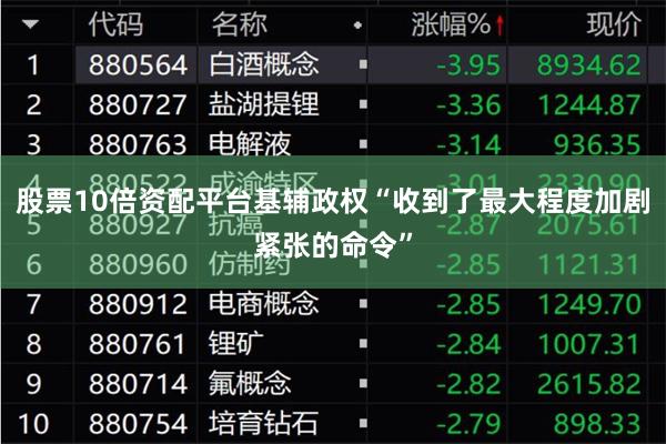 股票10倍资配平台基辅政权“收到了最大程度加剧紧张的命令”